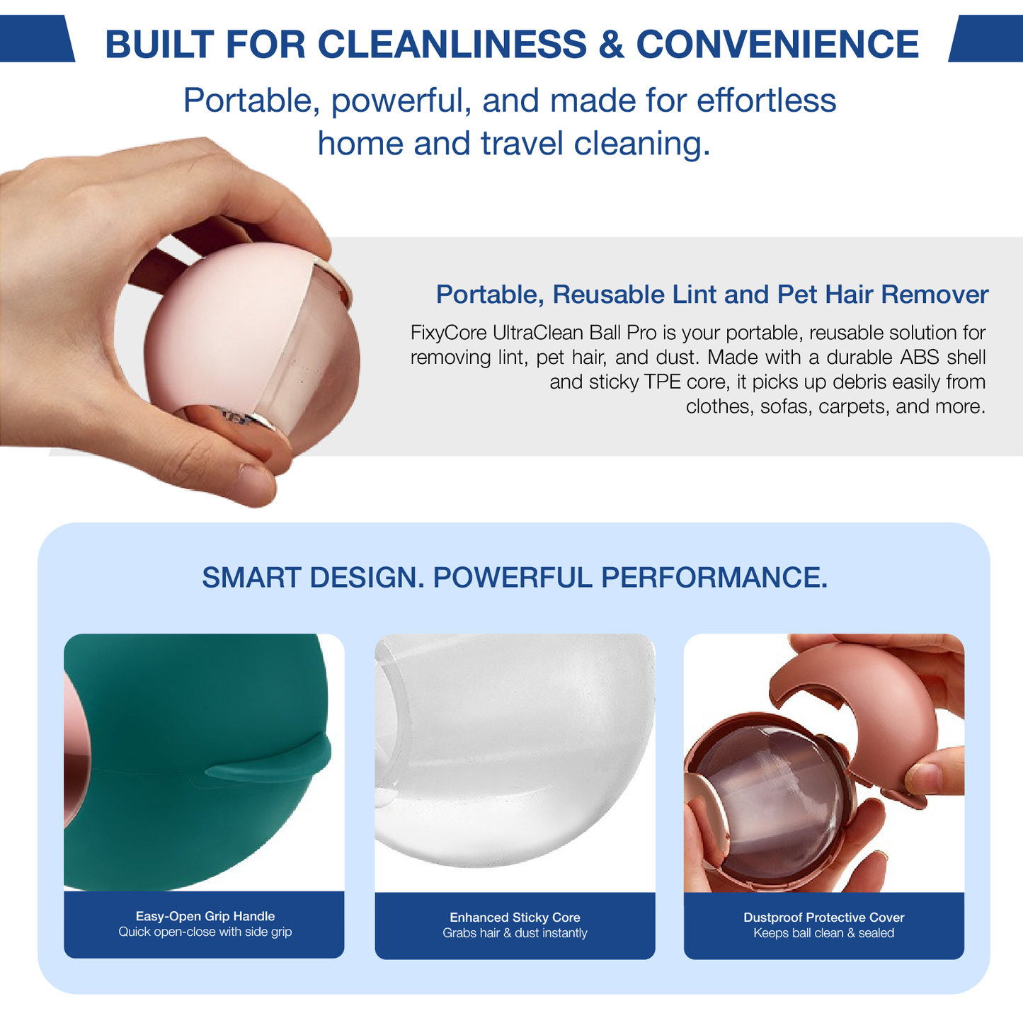 Holdcling™ RolliClean – Portable Pet Hair & Lint Remover Ball