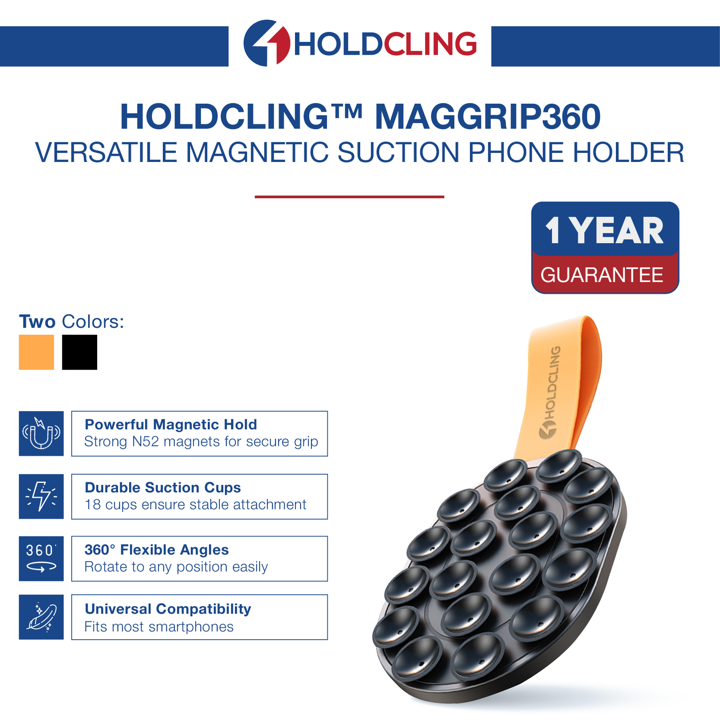 Holdcling™ MagGrip360 - Versatile Magnetic Suction Phone Holder